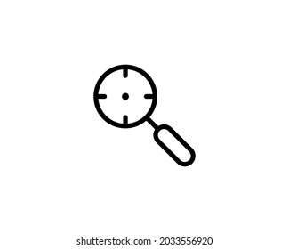 Objetivo y lupa. Estudiar el objetivo, el problema. Icono del vector aislado en fondo blanco