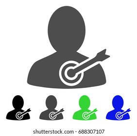 Aim Person flat vector pictogram. Colored aim person, gray, black, blue, green icon variants. Flat icon style for graphic design.