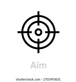 Aim Personal Targeting icon. Editable line vector. Round sniper scope, stylized goal. Single pictogram.