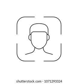 Aim photo with head. Outline Aim photo with head vector illustration for web design isolated on white background