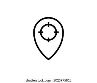 Aim Pin Personal Targeting icon. Editable line vector. Stylized element location point and gun sight inside. Single pictogram
