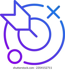 Aim pixel perfect gradient linear vector icon. Business goals and targets. Corporate achievements. Success. Thin line color symbol. Modern style pictogram. Vector isolated outline drawing