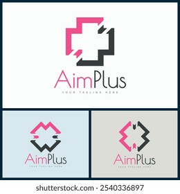 Aim plus Medicine cross modern pharmacy hospital clinic logo template design