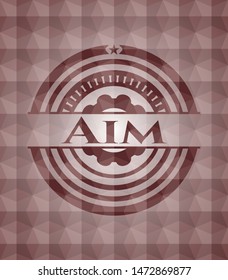 Aim red seamless emblem or badge with abstract geometric polygonal pattern background.