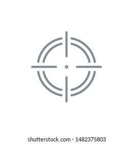 apuntar directamente en el icono plano del contorno de destino. Símbolo único de logotipo de esquema de alta calidad para diseño web o aplicación móvil. Logo de diseño de letreros de línea delgada. pictograma de icono gris aislado en fondo blanco