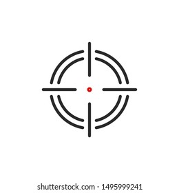 aim right on target outline flat icon. Single high quality outline logo symbol for web design or mobile app. Thin line sign design logo. Black and red icon pictogram isolated on white background