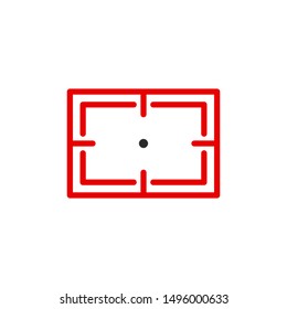 aim right on target outline flat icon. Single high quality outline logo symbol for web design or mobile app. Thin line sign design logo. Black and red icon pictogram isolated on white background