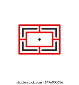 aim right on target outline flat icon. Single high quality outline logo symbol for web design or mobile app. Thin line sign design logo. Black and red icon pictogram isolated on white background