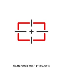 aim right on target outline flat icon. Single high quality outline logo symbol for web design or mobile app. Thin line sign design logo. Black and red icon pictogram isolated on white background