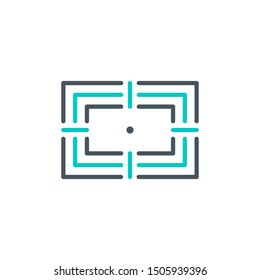 aim right on target outline flat icon. Single high quality outline logo symbol for web design or mobile app. Thin line sign design logo. Black and blue icon pictogram isolated on white background