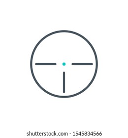aim right on target outline flat icon. Single high quality outline logo symbol for web design or mobile app. Thin line sign design logo. Black and blue icon pictogram isolated on white background