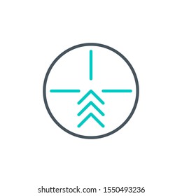 aim right on target outline flat icon. Single high quality outline logo symbol for web design or mobile app. Thin line sign design logo. Black and blue icon pictogram isolated on white background