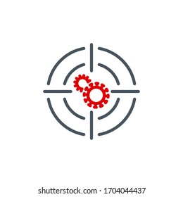 aim right on target shoot Coronavirus single line icon isolated on white. Perfect outline symbol precision Covid 19 pandemic banner. high Quality design element aim cross with editable Stroke