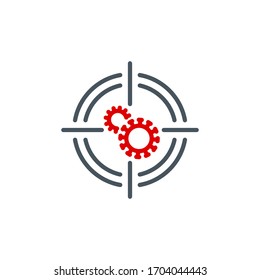 aim right on target shoot Coronavirus single line icon isolated on white. Perfect outline symbol precision Covid 19 pandemic banner. high Quality design element aim cross with editable Stroke