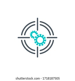 aim right on target shoot Coronavirus single line icon isolated on white. Perfect outline symbol precision Covid 19 pandemic banner. high Quality design element aim cross with editable Stroke