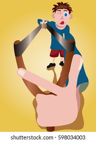 aim and shoot-
a kid aiming with a catapult
