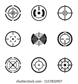Aim shooting icons set. Simple set of 9 aim shooting vector icons for web isolated on white background
