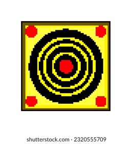 objetivo de disparo de píxel de juego objetivo vector retro. pistola de alcance de bits, objetivo de flecha de juego apuntando al blanco. ilustración vintage antigua