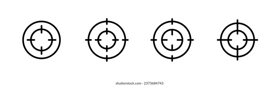 Icono de vista de objetivo. Icono de línea de destino. Juego de iconos de objetivo del francotirador. Mirar en línea el objetivo de un arma. Trazo editable. Ilustración vectorial de material.