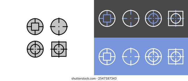 Conjunto de símbolos de visão de mira - símbolos de ícone de visão modernos