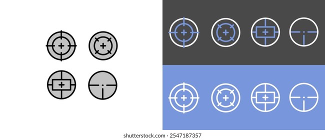 Conjunto de símbolos de visão de mira - símbolos de ícone de visão modernos