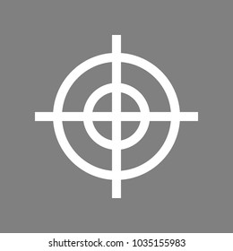 Aim sign. Vector. White icon on medium gray background. Isolated.