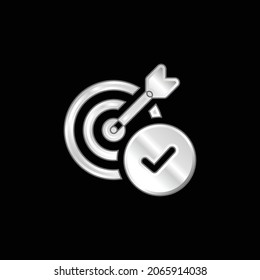 Icono metálico plateado de objetivo