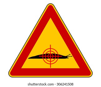 Aim at slugs warning sign