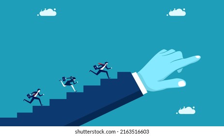 aim for success Businessman running with his index finger forward. Business Concept