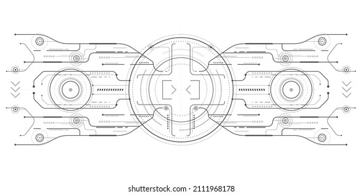 Aim system. Futuristic aiming .Digital technology .HUD digital interface screen design .Vector illustration.