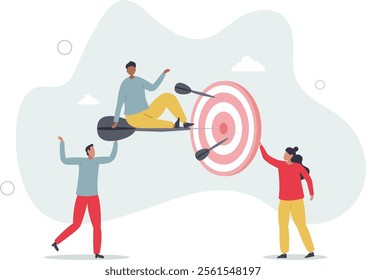 Aim to target as business teamwork effort and goal focus .flat characters.