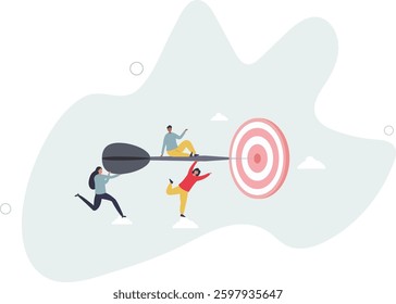 Aim to target as business teamwork effort and goal focus .flat character life .