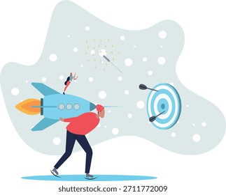 Apuntar a como empresa el esfuerzo de trabajo en equipo y el objetivo de enfoque. Ilustración vectorial plana. vida y empleo de las personas.