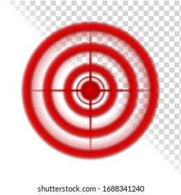 Aim Target Circle Pain Localization Mark Vector. Red Aim Aching Place. Hunting And Shooting Optical Gun Accuracy Round Element. Hemorrhoid Painkiller Template Realistic 3d Illustration