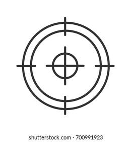 Aim, target, focus, goal linear icon. Thin line illustration. Sniper aim contour symbol. Vector isolated outline drawing