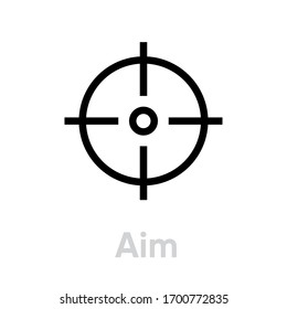 Icono de Destino. Vector de línea editable. El signo del propósito en forma de visión de armas. Pictograma único.