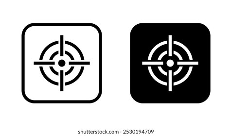 Aim, target icon on black square. Sport and game concept