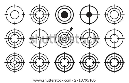 Aim and Target Icons Collection – Accuracy and Focus Symbols,Targeting Icons Set – Aim, Accuracy and Focus Symbols