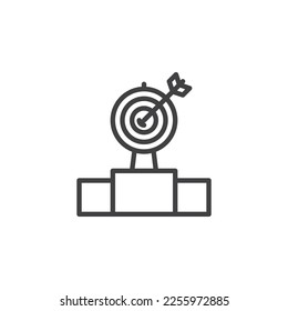 Aim target line icon. linear style sign for mobile concept and web design. Target with arrow outline vector icon. Goal achievement symbol, logo illustration. Vector graphics