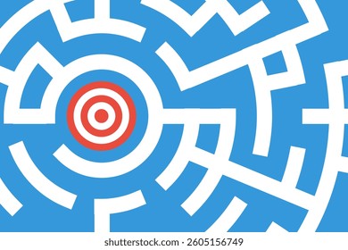 aim target in round maze, business report or corporate strategy template
