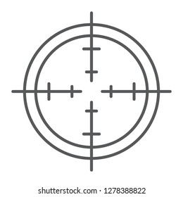 Aim thin line icon, focus and circle, target sign, vector graphics, a linear pattern on a white background, eps 10.