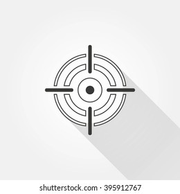 Aim   vector icon with long shadow.  Illustration  for graphic and web design.