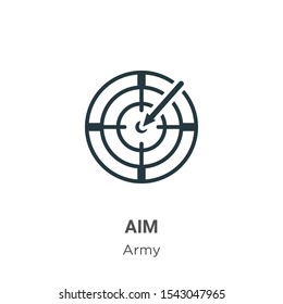 Aim vector icon on white background. Flat vector aim icon symbol sign from modern army collection for mobile concept and web apps design.