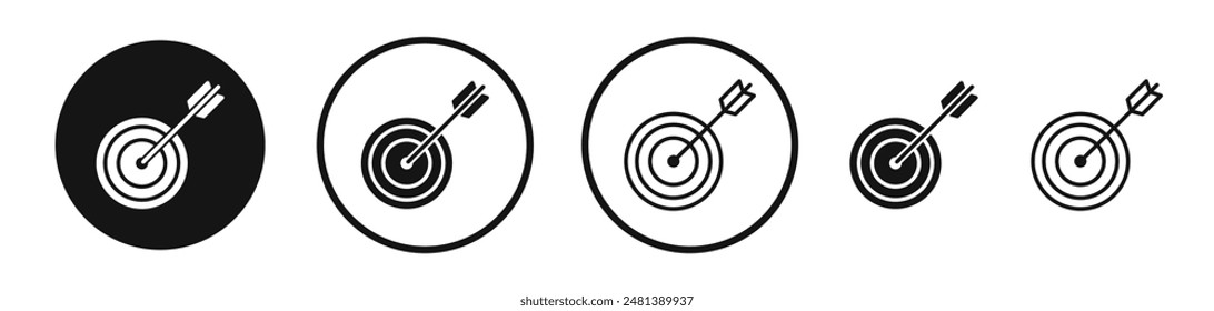 Aim vector icon set in black and white color.