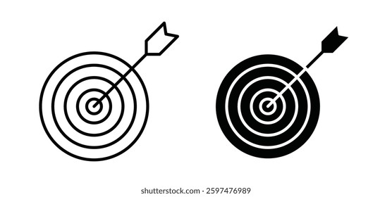 Aim vector icon set black filled and outlined style.
