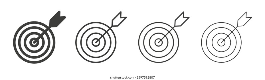 Aim vector icon set in black and white color.