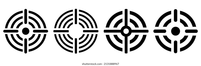 Aim vector icon, shooting target sign isolated on white background