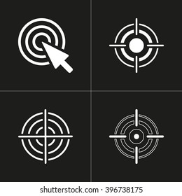 Aim   vector icon. White illustration isolated on black background for graphic and web design.