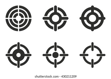 Aim vector icons set. Black illustration isolated on white background for graphic and web design.