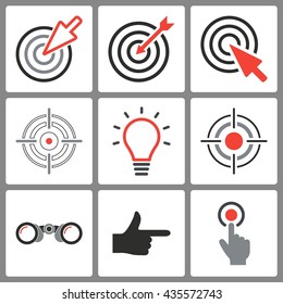 Aim vector icons set. Illustration isolated on white background for graphic and web design.